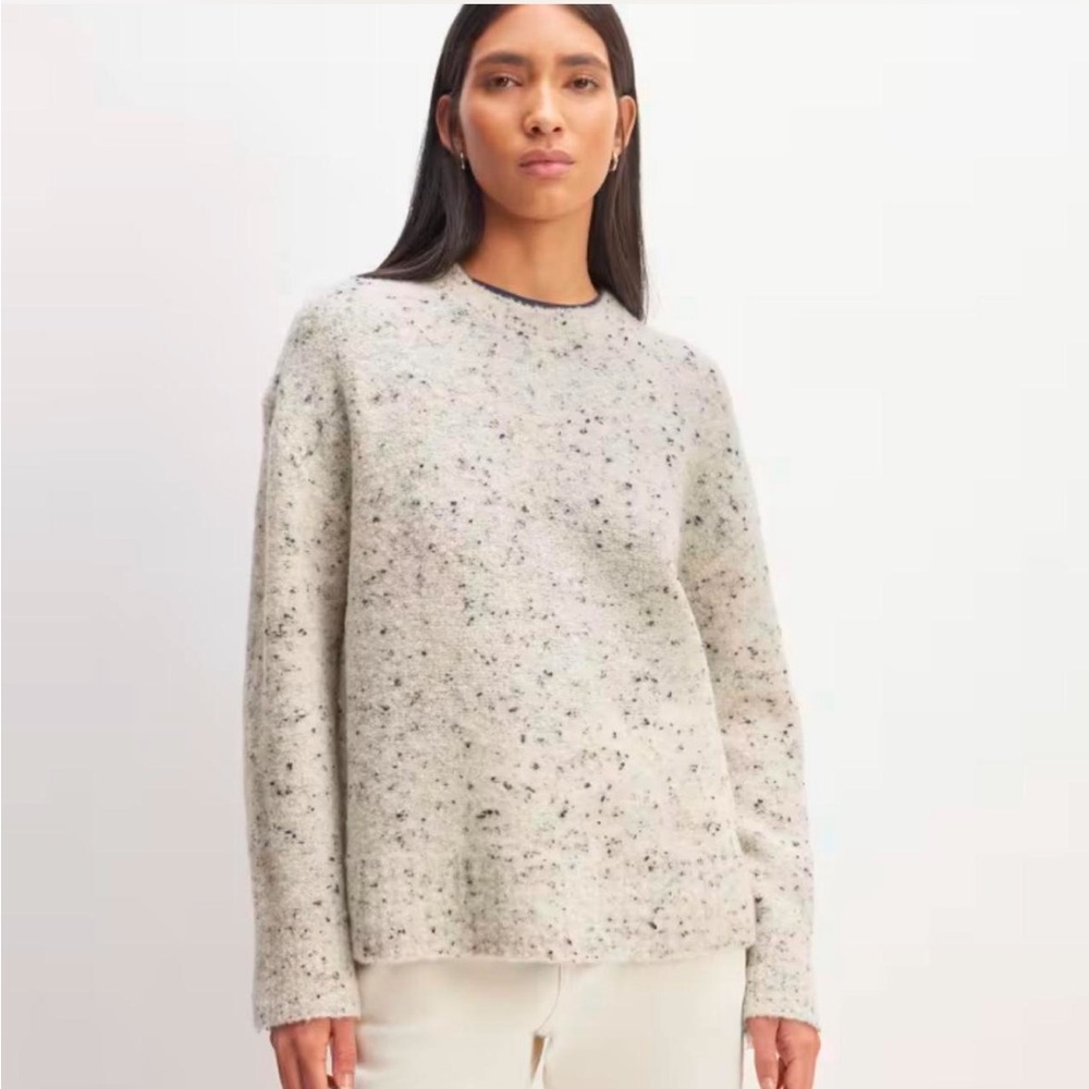 Everlane Cream Speckled Crewneck Sweater